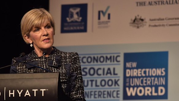 The US will remain dominant. Foreign Minister Julie Bishop at the Melbourne Institute outlook conference on Friday.