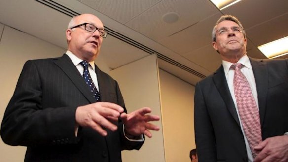 Attorney-General George Brandis, left, with his opposition counterpart Mark Dreyfus.
