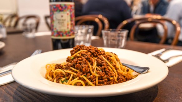 Spaghetti bolognese at The Waiters Restaurant.