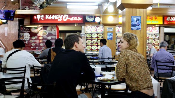 Cheap and cheerful: Ramen O San in its food-court surrounds.