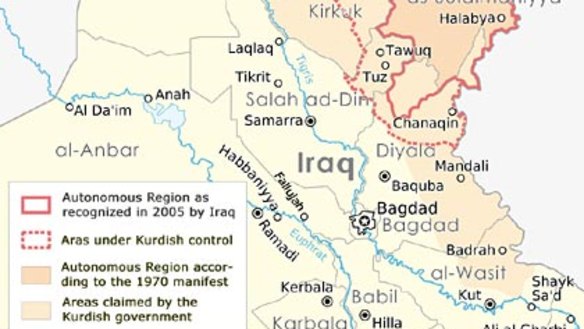 A map of the autonomous region of Kurdistan, in Northern Iraq. Created by Maximilian Dorrbecker via Wikicommons.