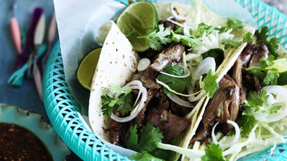 Forget the sour cream overdose: Neil Perry's duck carnitas tacos.