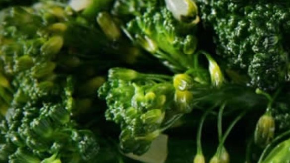 Steamed broccolini with asian orange dressing