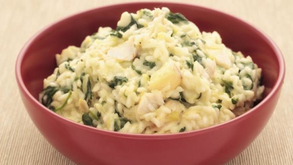 Fish of the day: A bowl of haddock, leek and spinach risotto.