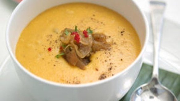 Fijian creamy lentil soup with caramelised onion