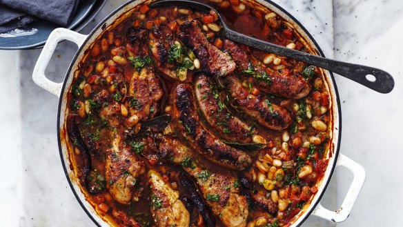 Adam Liaw's simplified chicken and sausage cassoulet.