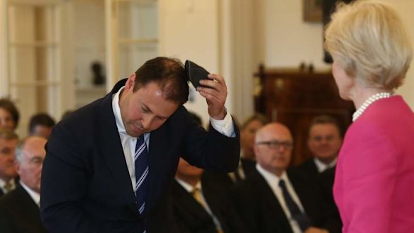 Josh Frydenberg is sworn in as Parliamentary Secretary to the Prime Minister by Governor-General Quentin Bryce at Government House in Canberra on Wednesday.