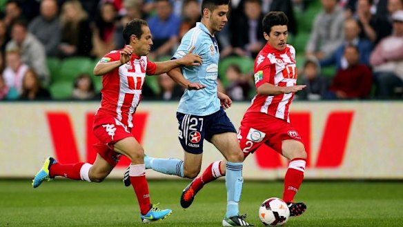 Sydney FC's Chris Naumoff in action for Sydney FC against Melbourne Heart last season.