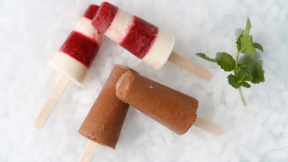 Arabella Forge's raspberry mint ripple and chocolate delight icy poles.