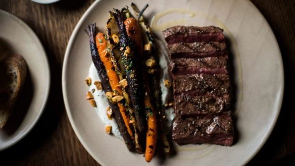 Go-to dish: Flat iron steak with carrots and goat's curd.