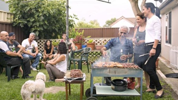 Backyard barbecue: Sharon Salloum, of Almond Bar,  with family.