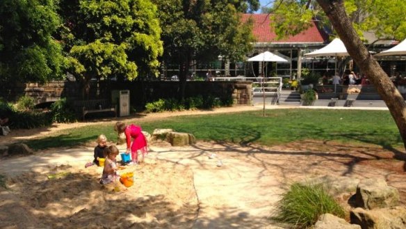 BYO bucket and spade and play in the sandpit at Hazelhurst Garden Cafe. 