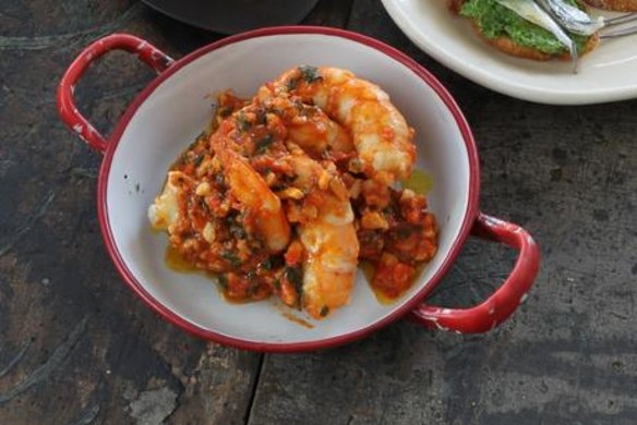 Prawns and romesco sauce