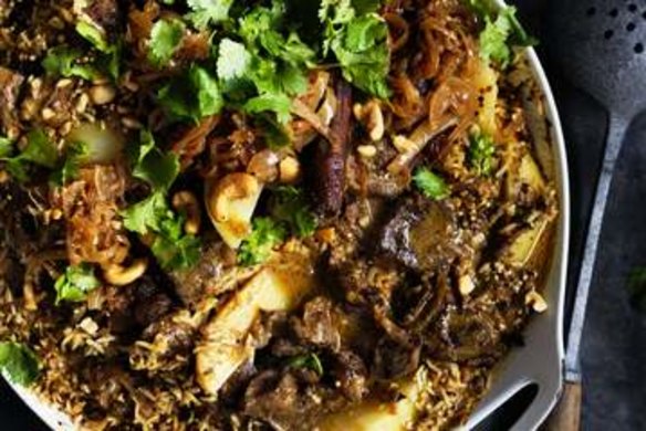 One-pot lamb and quinoa biryani.