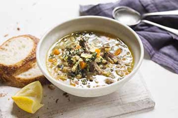 Warm up   with this homestyle barley broth with a lemony twist.