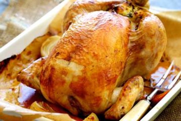 Classic roast chicken with bread and butter stuffing.