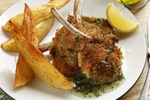 Herb crumbed lamb cutlets.