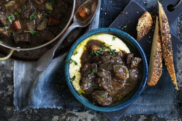 French specialty: Beef daube with parsnips and carrots.