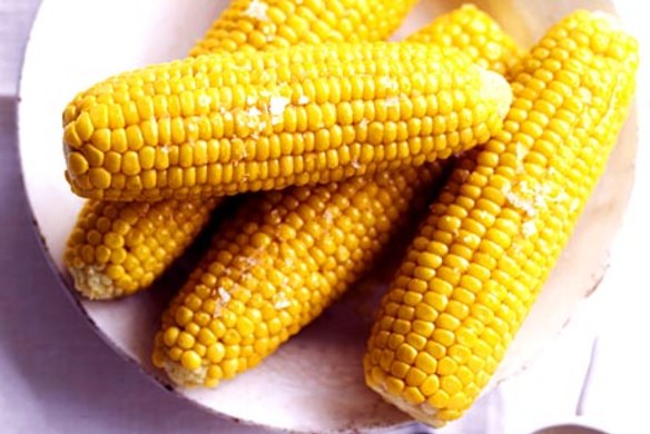 Boiled corn with butter and maple syrup.