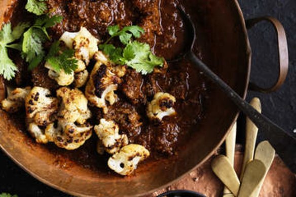 Beef tagine with fried cauliflower. Photograph by William Meppem