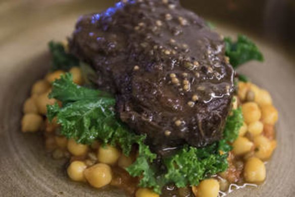 Braised ox cheek on a lentil and chickpea base at Nant 1821 Distiller's Bar and Restaurant.