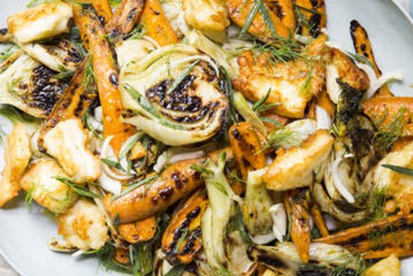 char-grilled fennel and carrot salad