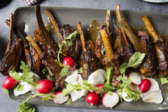 Lamb ribs with miso, treacle and dark ale.