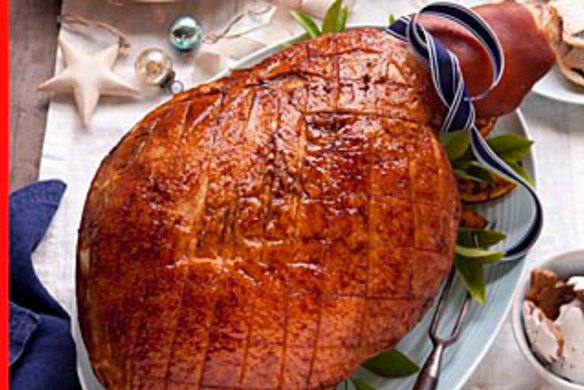 Glazed Christmas ham.