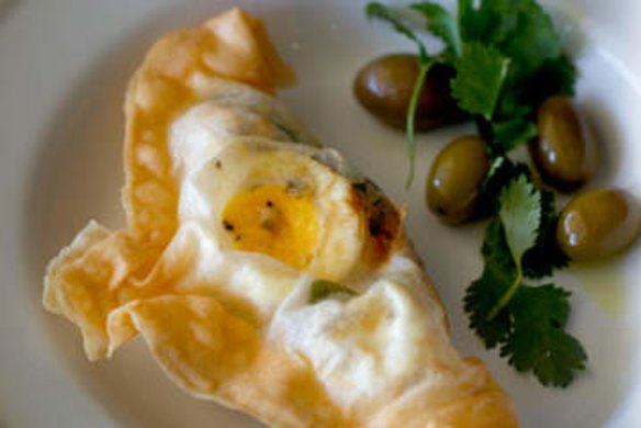 Brik pastry with tuna and egg.