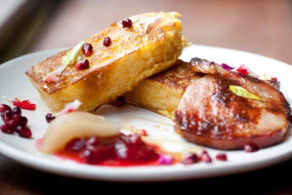 French toast and thick-cut bacon at C. H. James in Fairfield.