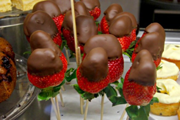 Chocolate strawberries at Jammy Cow cafe