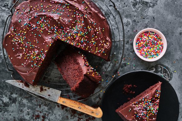 Chocolate ricotta cake with chocolate ganache.