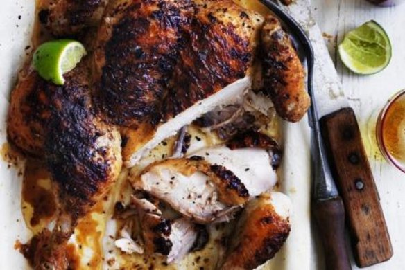 Rodney Dunn's brined and char-grilled whole chicken with cumin and lime.