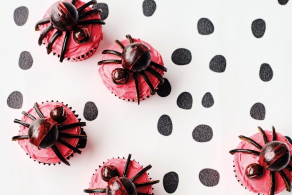 Redback spider cupcakes.