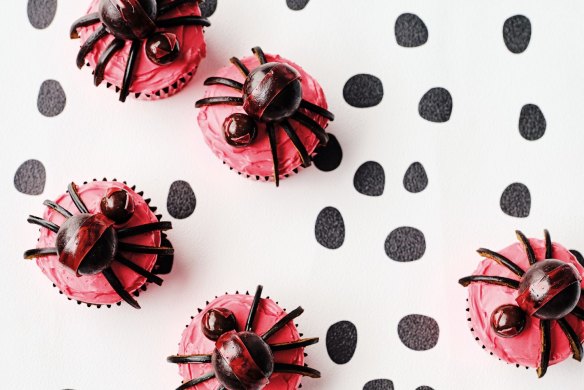 Redback spider cupcakes.