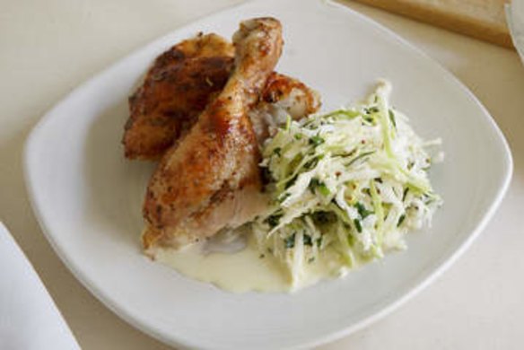 Barbecue chicken with kohlrabi slaw