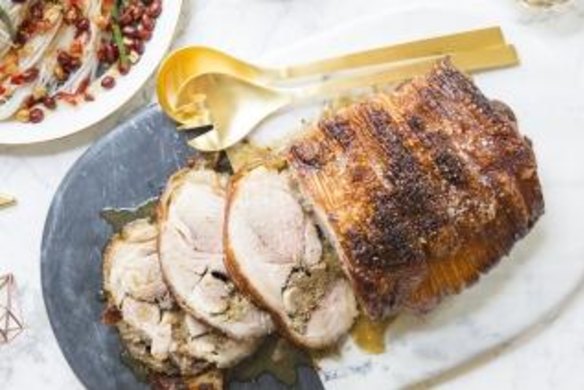 Vietnamese slow-roasted lemongrass pork shoulder with rice noodle salad.