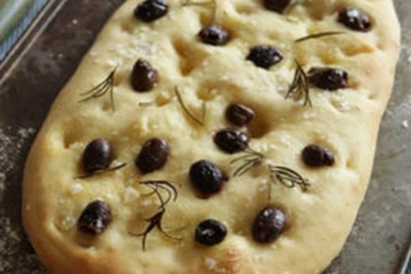 Focaccia with olives and rosemary