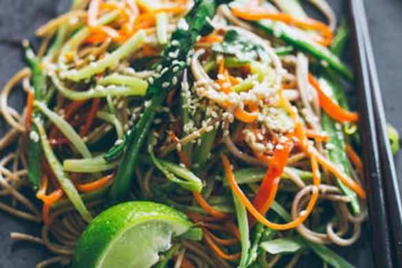 Broccoli stem noodles.