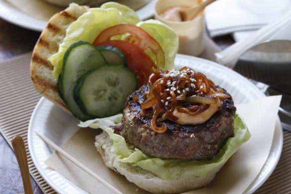 Korean beef burger with chilli mayo.