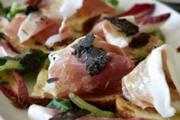 Prosciutto with black truffles and truffle mustard dressing
