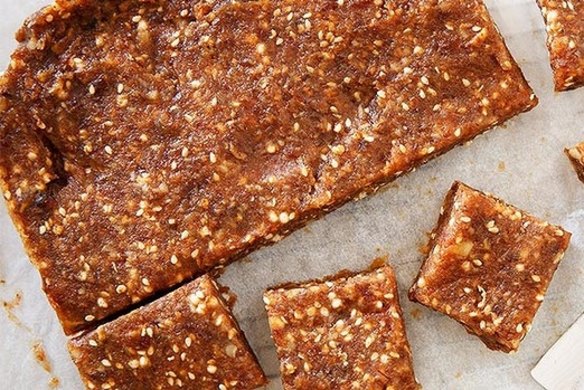 Snack right Banana, walnut and sesame bars.  