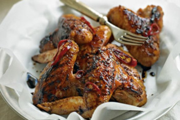 Sticky Asian-style chicken wings.