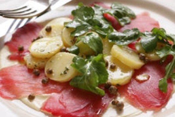 Tuna carpaccio with kipfler potatoes, lemon and thyme