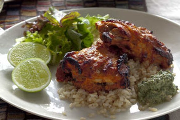 Tandoori chicken with mint yoghurt.