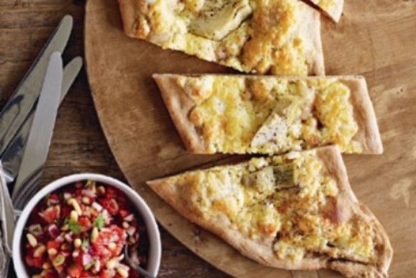 Sheep's Cheese & Artichoke Lahmacun With Grilled Tomato & Capsicum Salsa