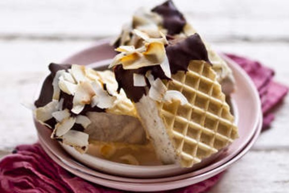 Banana and coconut ice-cream sandwich.