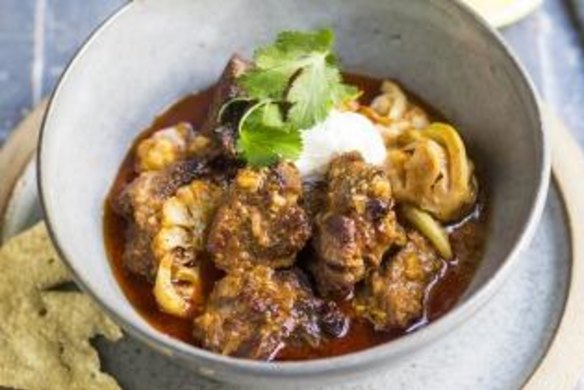 Lamb shoulder curry with ginger and cauliflower.