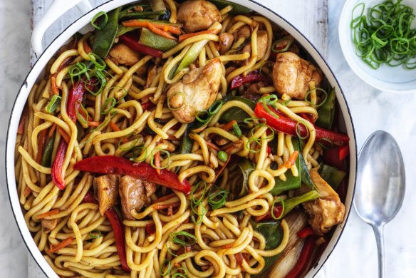 Adam Liaw's easy, flavour-packed chicken lo mein.