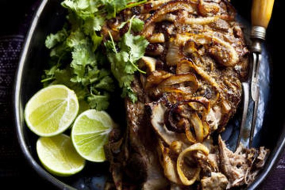 Slow-baked lamb shoulder with garam masala.